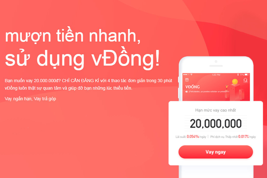 Vay 10 triệu trên app VDong đơn giản, minh bạch