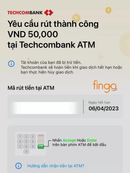Cách rút tiền không cần thẻ Techcombank