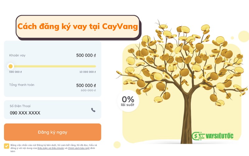 Cách đăng ký khoản vay nhanh tại CayVang  