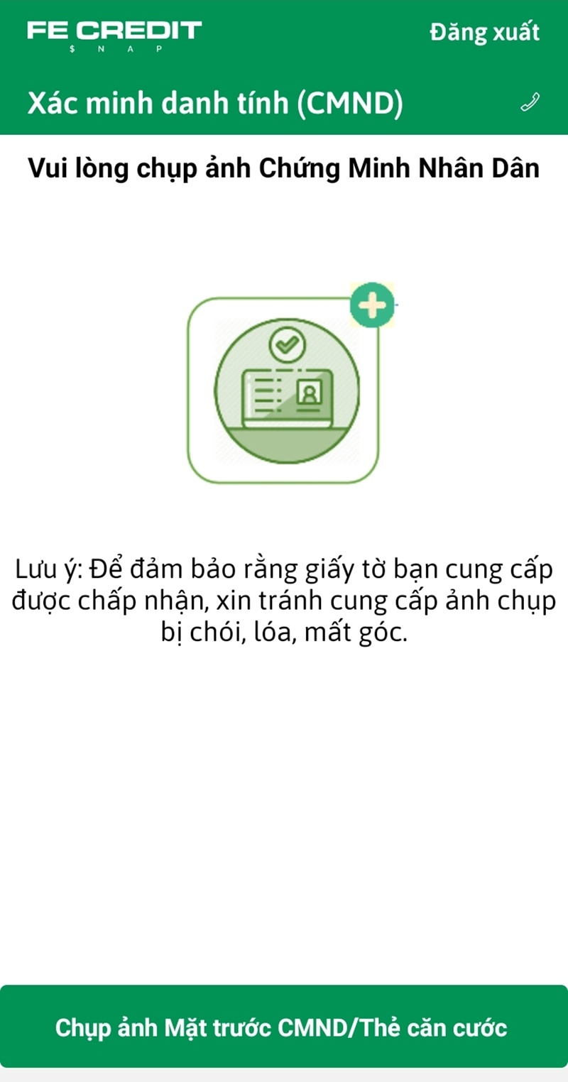 Cung cấp ảnh 2 mặt trước và sau của CMND