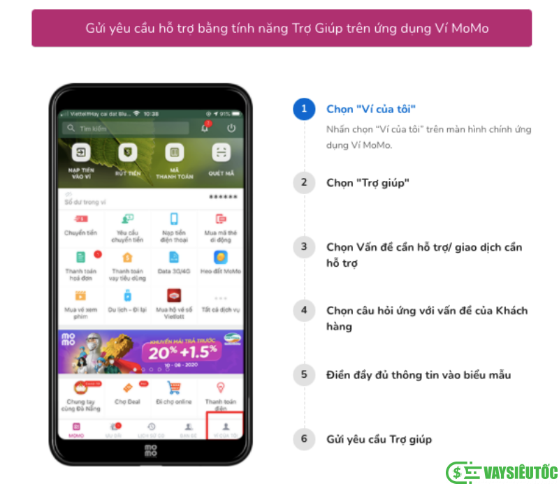 Chọn ví của tôi trên ứng dụng Momo
