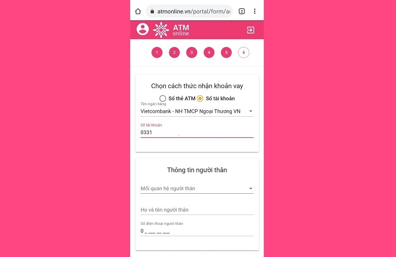 Hướng dẫn vay tiền ATM Online