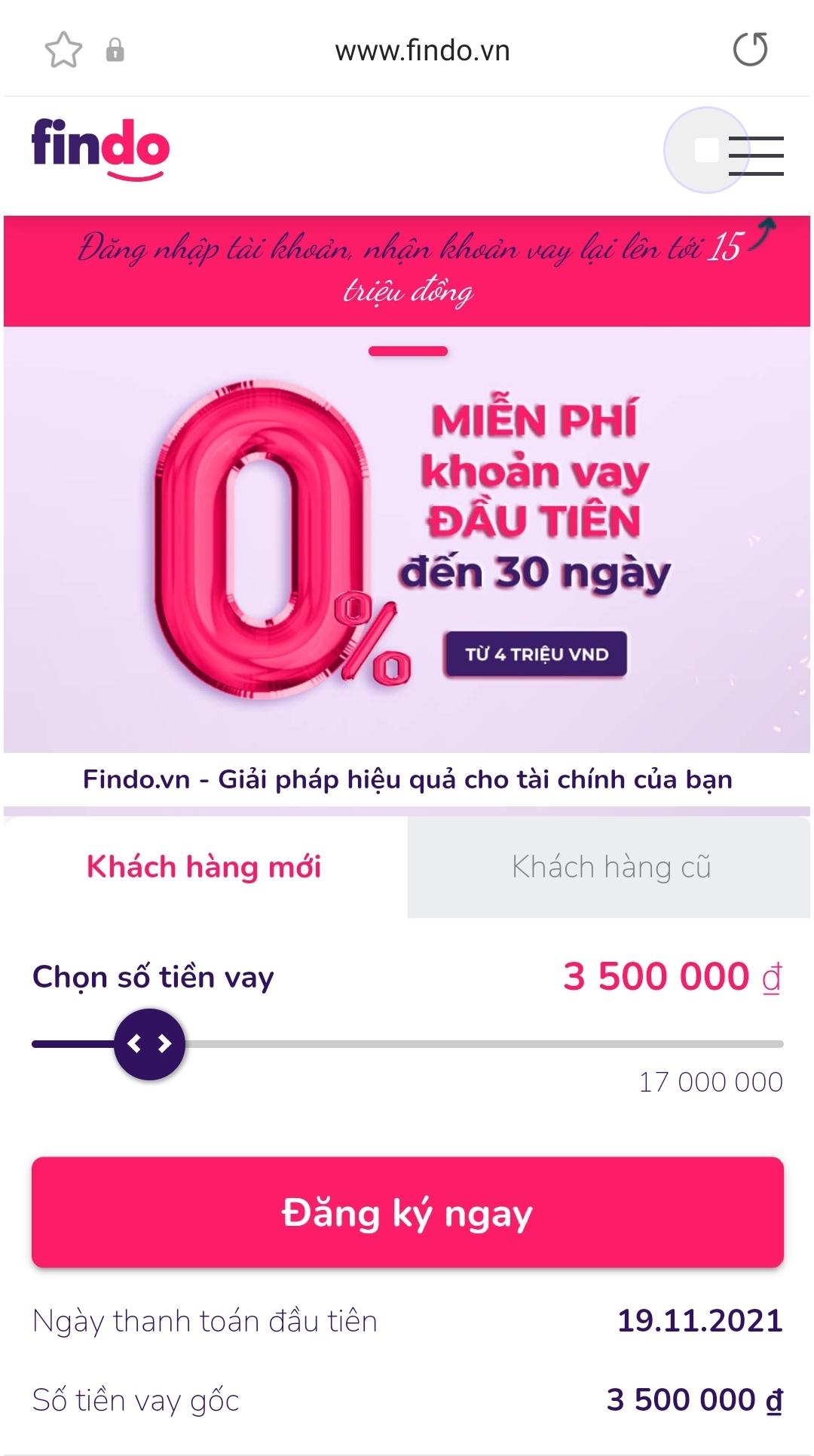 Hướng dẫn vay tiền Findo