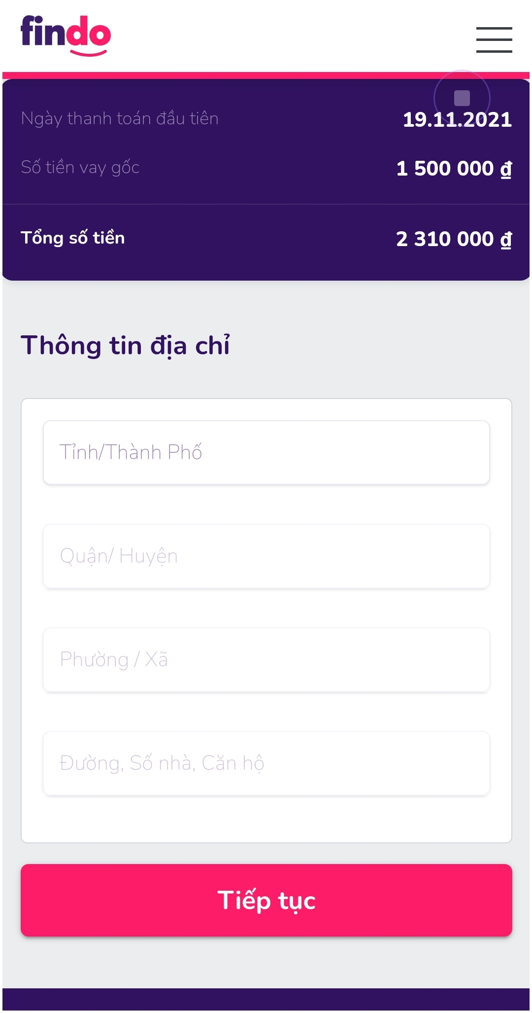 Hướng dẫn vay tiền Findo