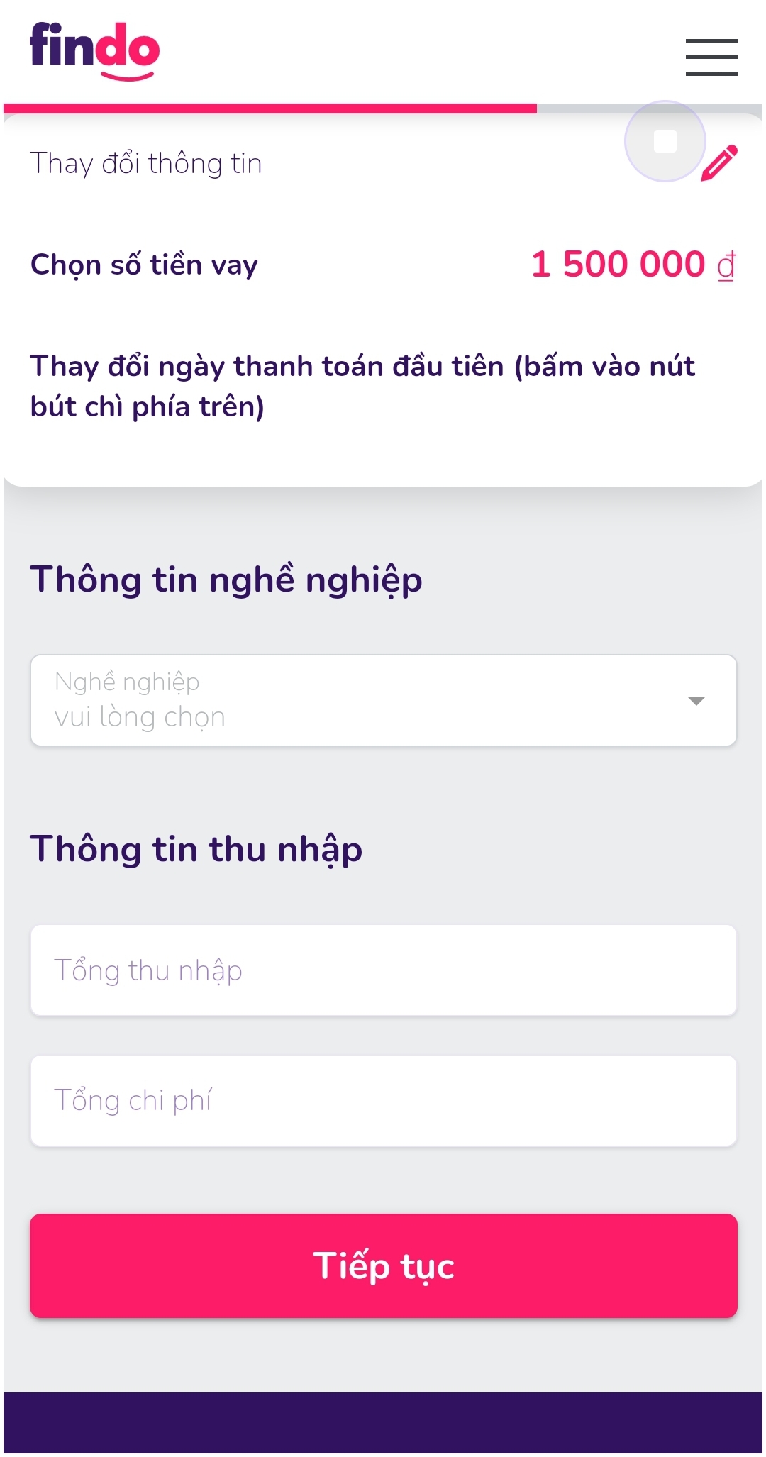 Hướng dẫn vay tiền Findo