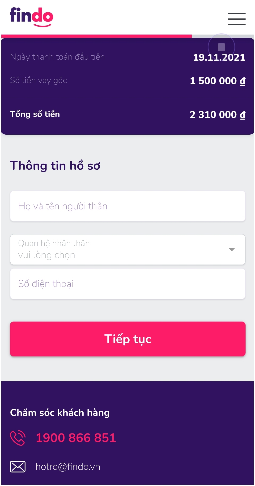 Hướng dẫn vay tiền Findo