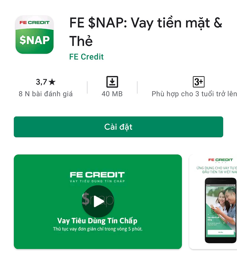 Hướng dẫn vay tiền SNAP Fecredit