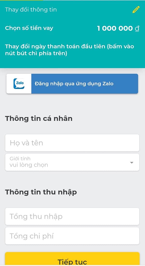 Hướng dẫn vay tiền Tamo