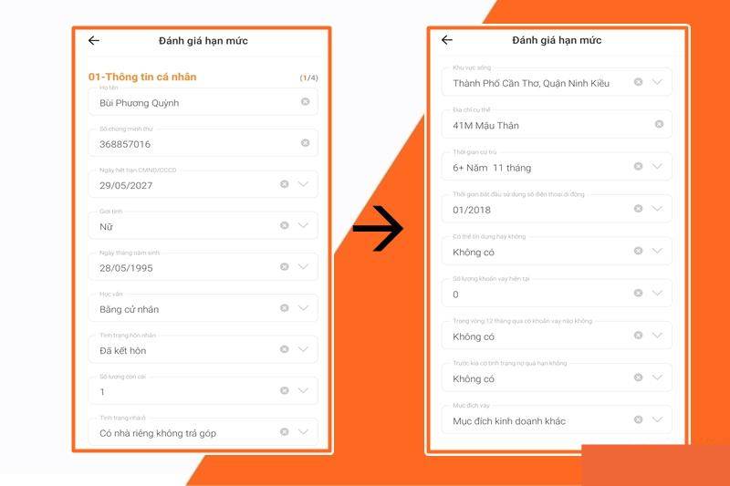 Cung cấp thông tin cá nhân 