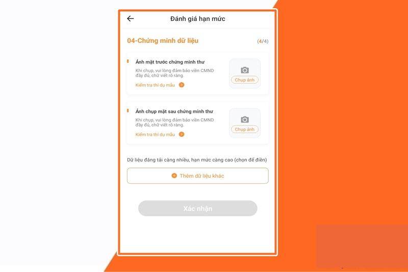 Cung cấp ảnh 2 mặt trước và sau của CMND/CCCD 