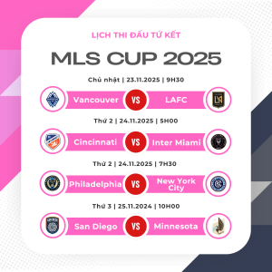 Lịch trực tiếp tứ kết MLS Cup 2025: Inter Miami đấu Cincinnati; Vancouver chạm trán LAFC