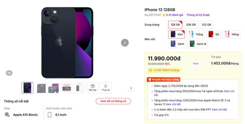 iPhone 13 giá bao nhiêu 2026? Tham khảo ngay mức giá mới nhất!