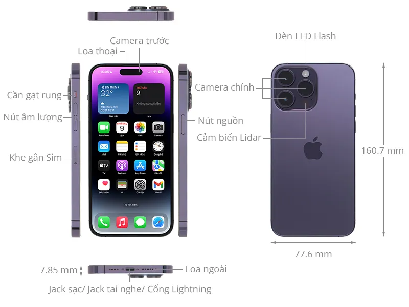 Điện thoại iPhone 14 Pro Max 512GB Máy mới Tháng 07/2026, Likenew Đẹp | Trả góp | Nhiều Quà Tặng, Voucher