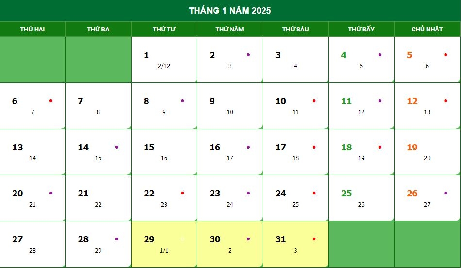 Lịch âm 2025 - Lịch Vạn niên 2025 đầy đủ chi tiết 365 ngày tương ứng ngày âm, ngày dương? Có bao nhiêu ngày nghỉ lễ tết năm 2025?