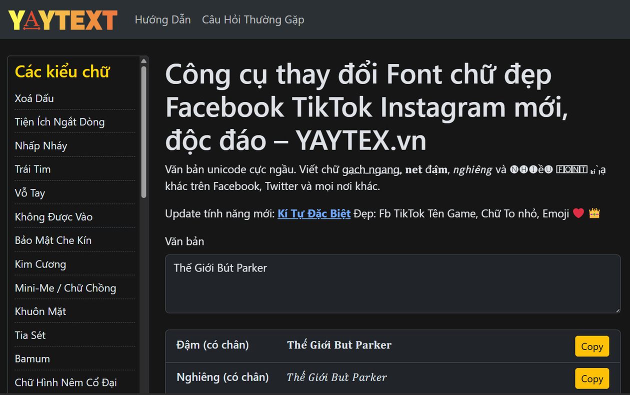 Tạo font chữ đẹp với yaytext.vn